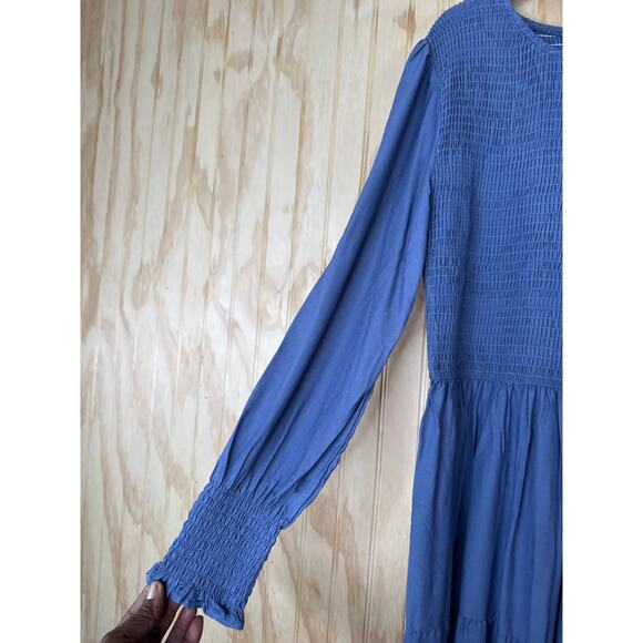 Zesica NWT Tiered Midi Maxi Dress, Size Large, Long Sleeve, Smocked Top, Rayon - Picture 5 of 9